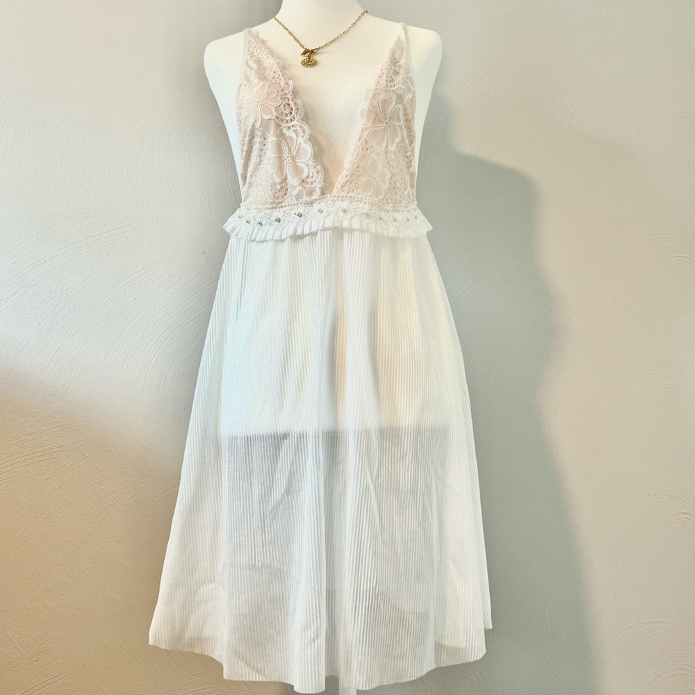 White Lace Babydoll Lingerie Dress Women’s Size XL Wedding Bridal